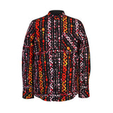 RED/BLACK LONG SLEEVE NEHRU COLLAR SPIRAL SHIRT FOR BOYS - ruffntumblekids