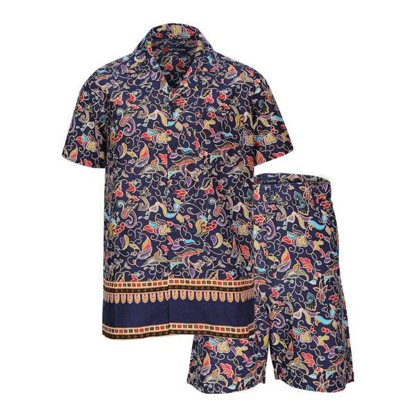 BOYS NAVY BLUE FLORAL SHORT SET - ruffntumblekids